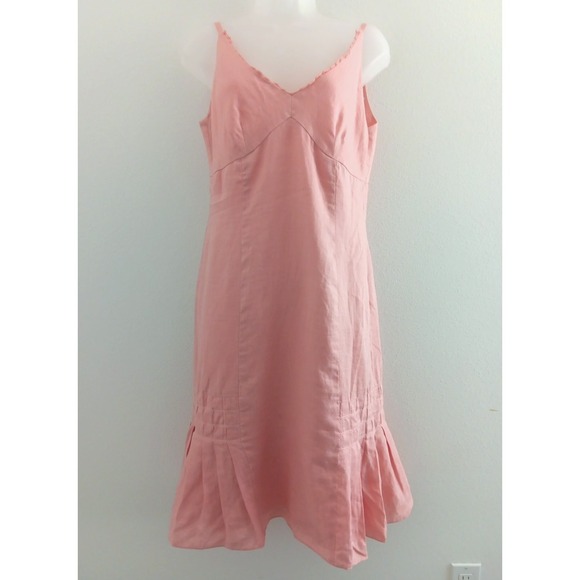 Ann Taylor Spring Dress Women 8 Pastel Pink 100% Linen Lined Romantic Minimalist - Picture 1 of 12